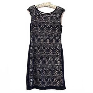 Coldwater Creek Women's Navy Crochet Dress Size 8 Cottagecore
